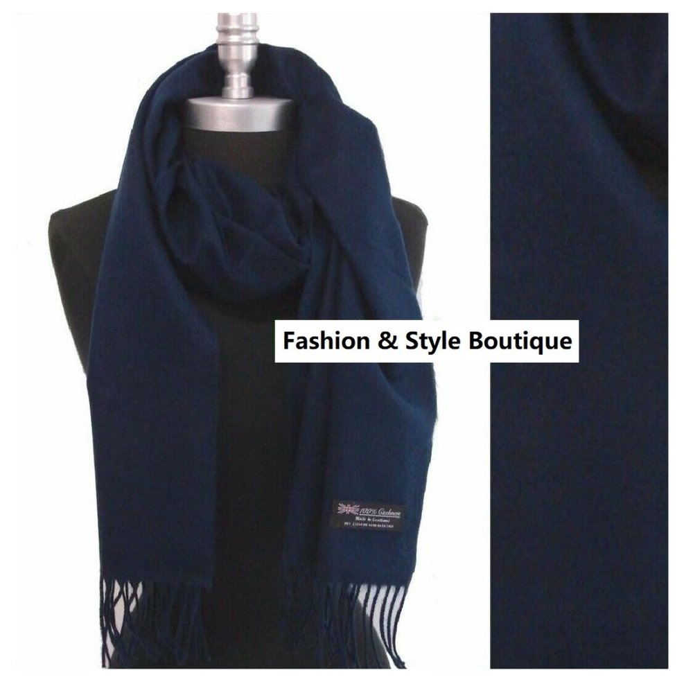New Soft Navy Blue Warm 100% Cashmere Scarf